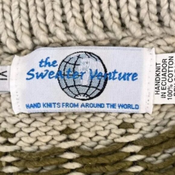 The Sweater Venture Handknit Beautiful Fair Isle Cotton Winter Sweater Sz XL - Picture 5 of 5